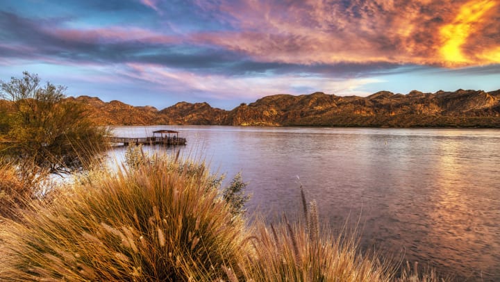 Saguaro Lake in the Tonto National Forest near Phoenix, Arizona