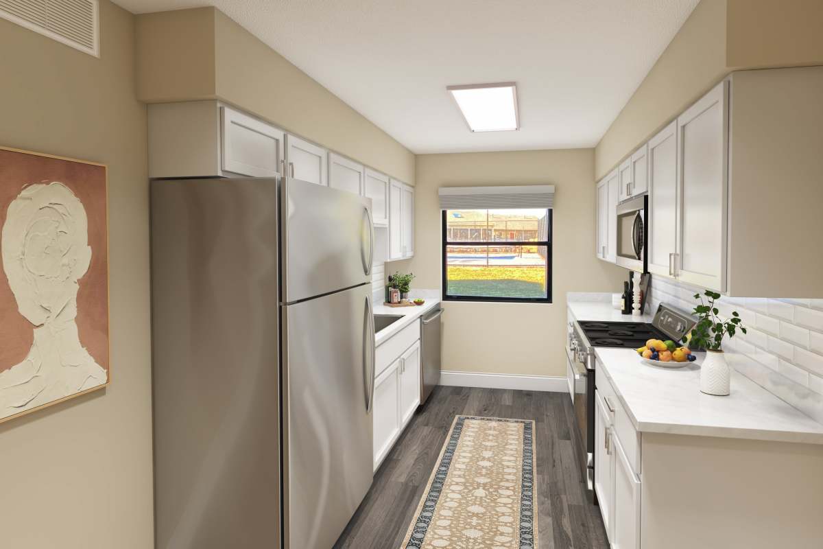 Model upgraded kitchen at Aspen Lodge in Overland Park, Kansas