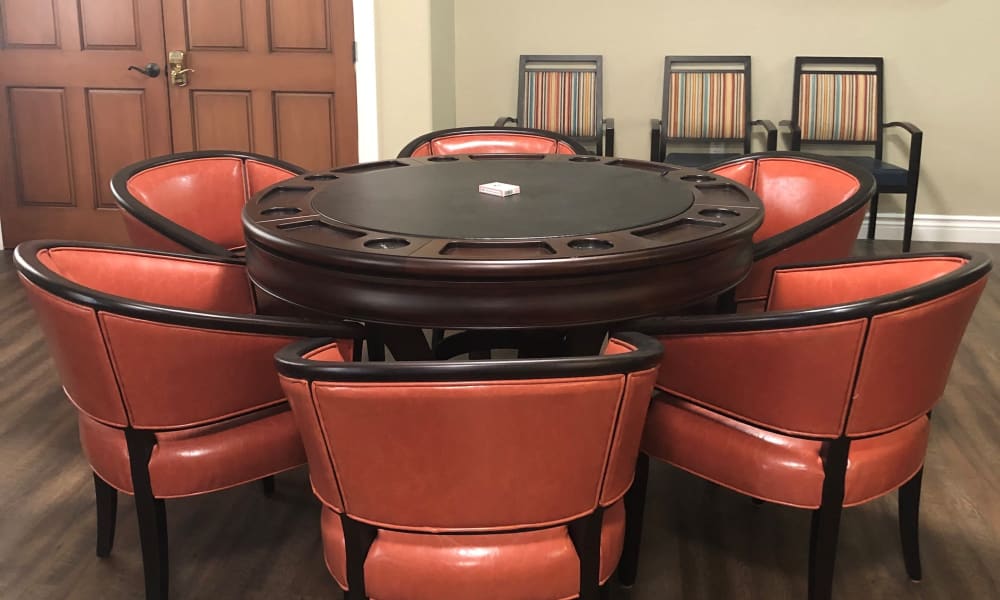 pool table and seating area