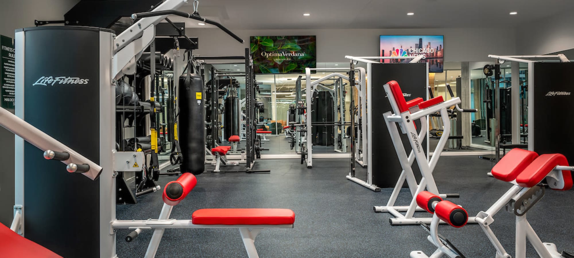 The gym at Optima Verdana® in Wilmette, Illinois