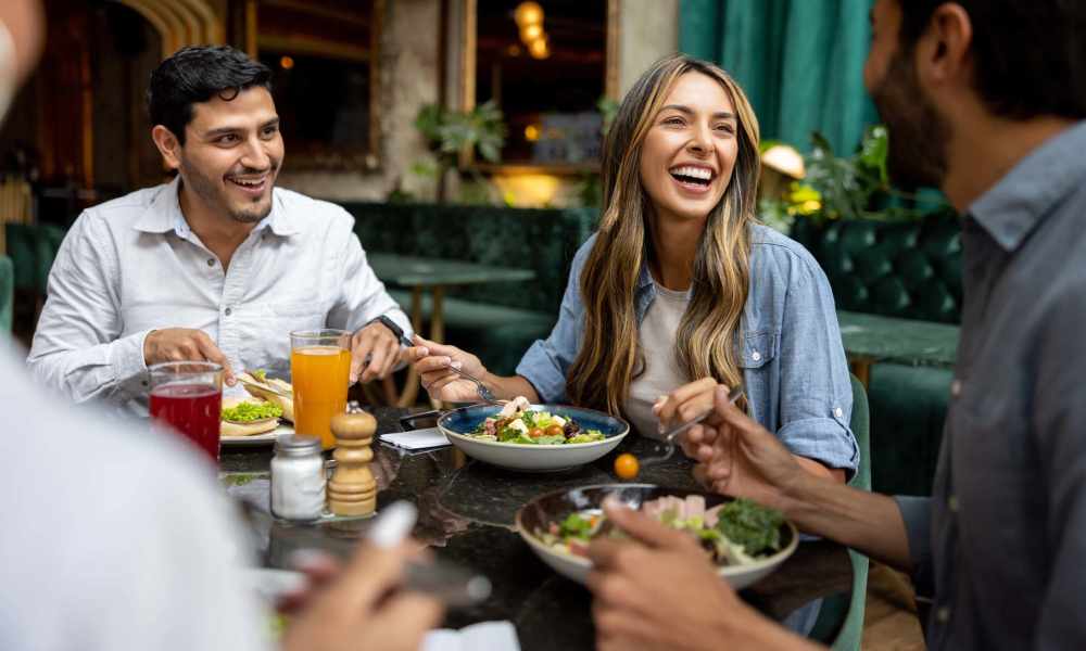 Residents enjoying food at a fine dining restaurant near Quail Run in Oklahoma City, Oklahoma