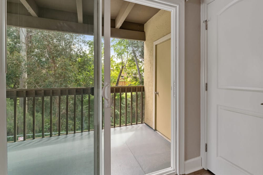 Sliding door to balcony at Vista Creek in Castro Valley, California