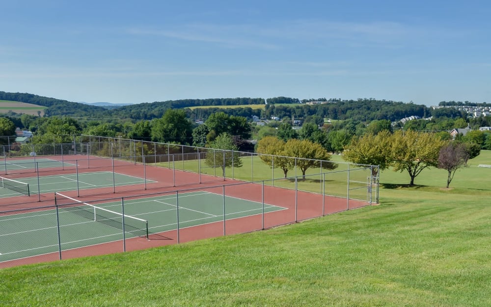 Tennis court at Lion's Gate in Red Lion, Pennsylvania