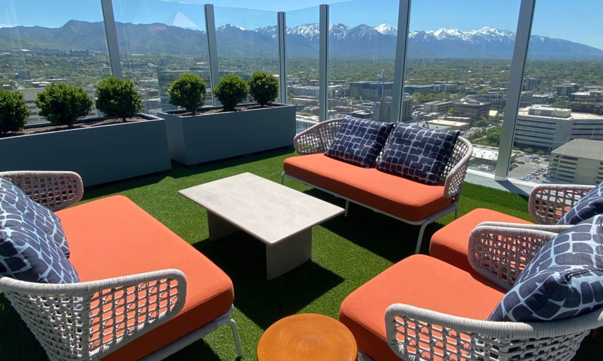 Upper deck patio chairs of Liberty SKY in Salt Lake City, Utah
