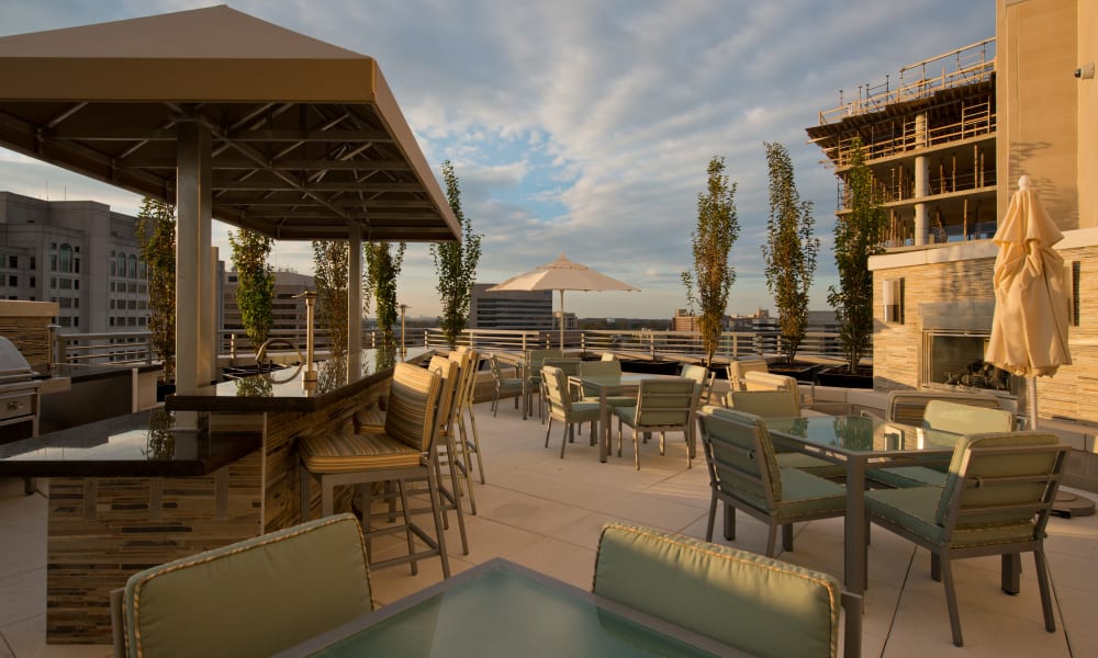A rooftop lounge with a view at Solaire 1150 Ripley in Silver Spring, Maryland