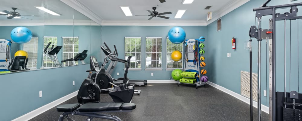 Equipment in the fitness center at Regency Gates in Mobile, Alabama