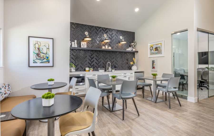 Modern and spacious living room at Amber Court in Fremont, California