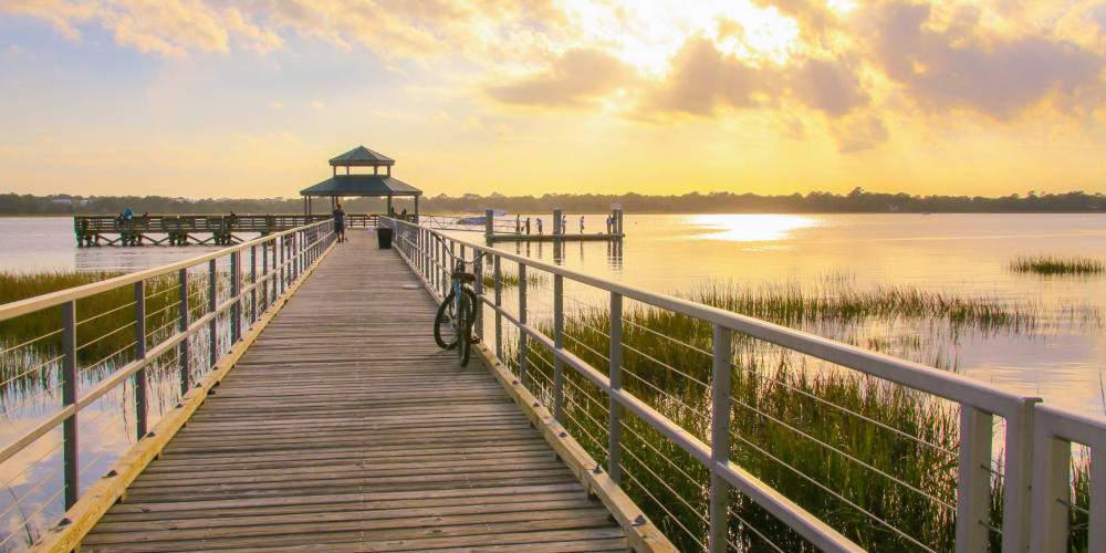 A pier at sunset near Mosby Ingleside in North Charleston, South Carolina