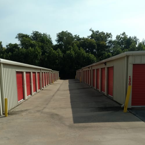 Outdoor storage units at Red Dot Storage in Clarksville, Tennessee