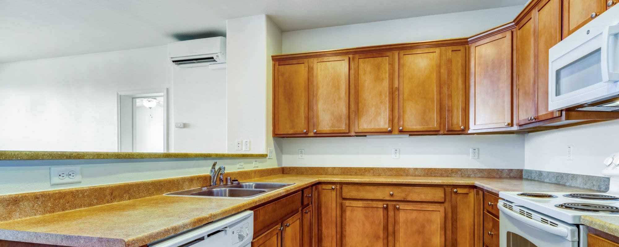 Kitchen of one of our apartment style homes at Town Center in Joint Base Lewis McChord, Washington