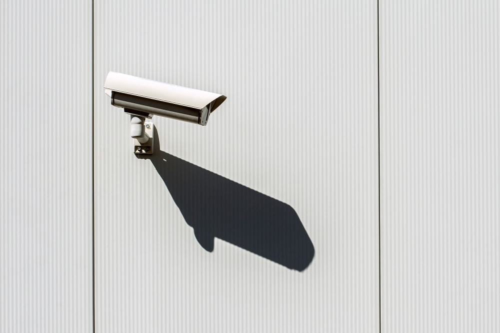 Security camera mounted to a wall at 603 Storage - Belmont in Belmont, New Hampshire