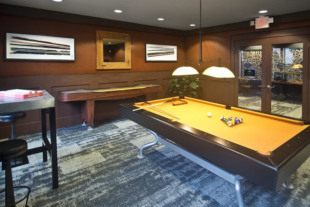 Recreation area with a pool table at Porter Westside in Atlanta, Georgia