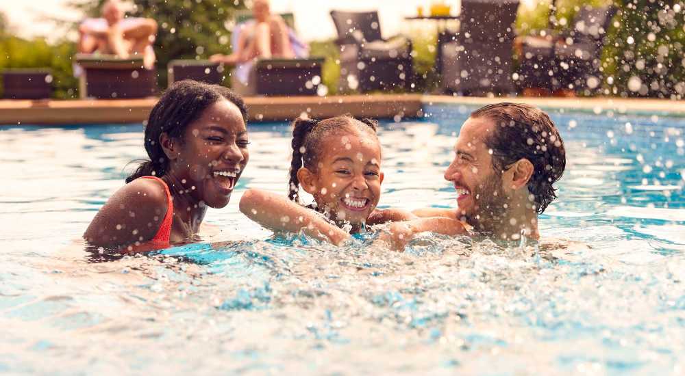 Serene swimming pool closeup at Village Lake Townhomes in Smyrna, Tennessee