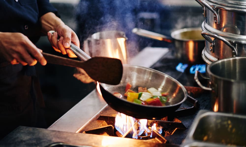 A chef cooking at Amaran Senior Living in Albuquerque, New Mexico. 