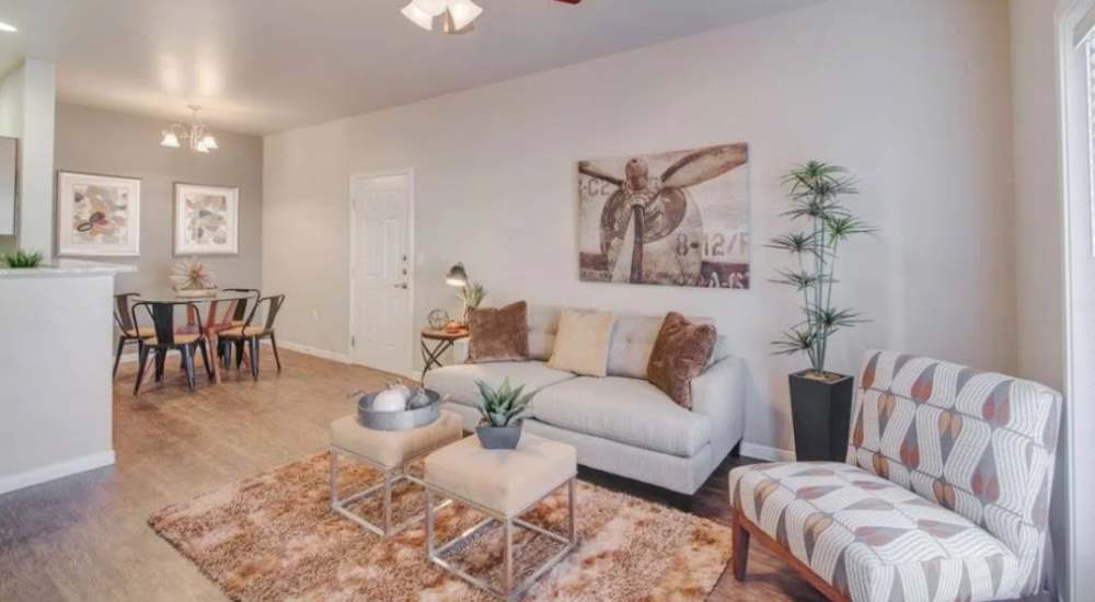 Apartment living room at Vistas at Red Creek in San Angelo, Texas