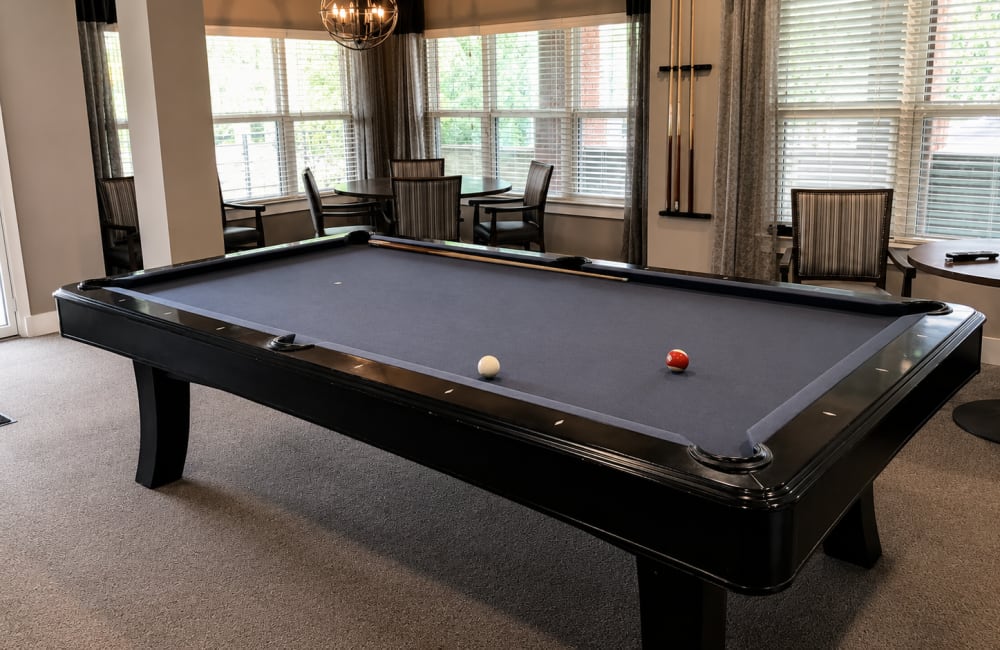 Billiards table at The Veranda at North Main in Columbia, South Carolina