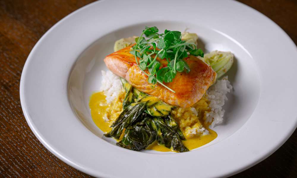 Salmon over rice dish at Touchmark at All Saints in Sioux Falls, South Dakota