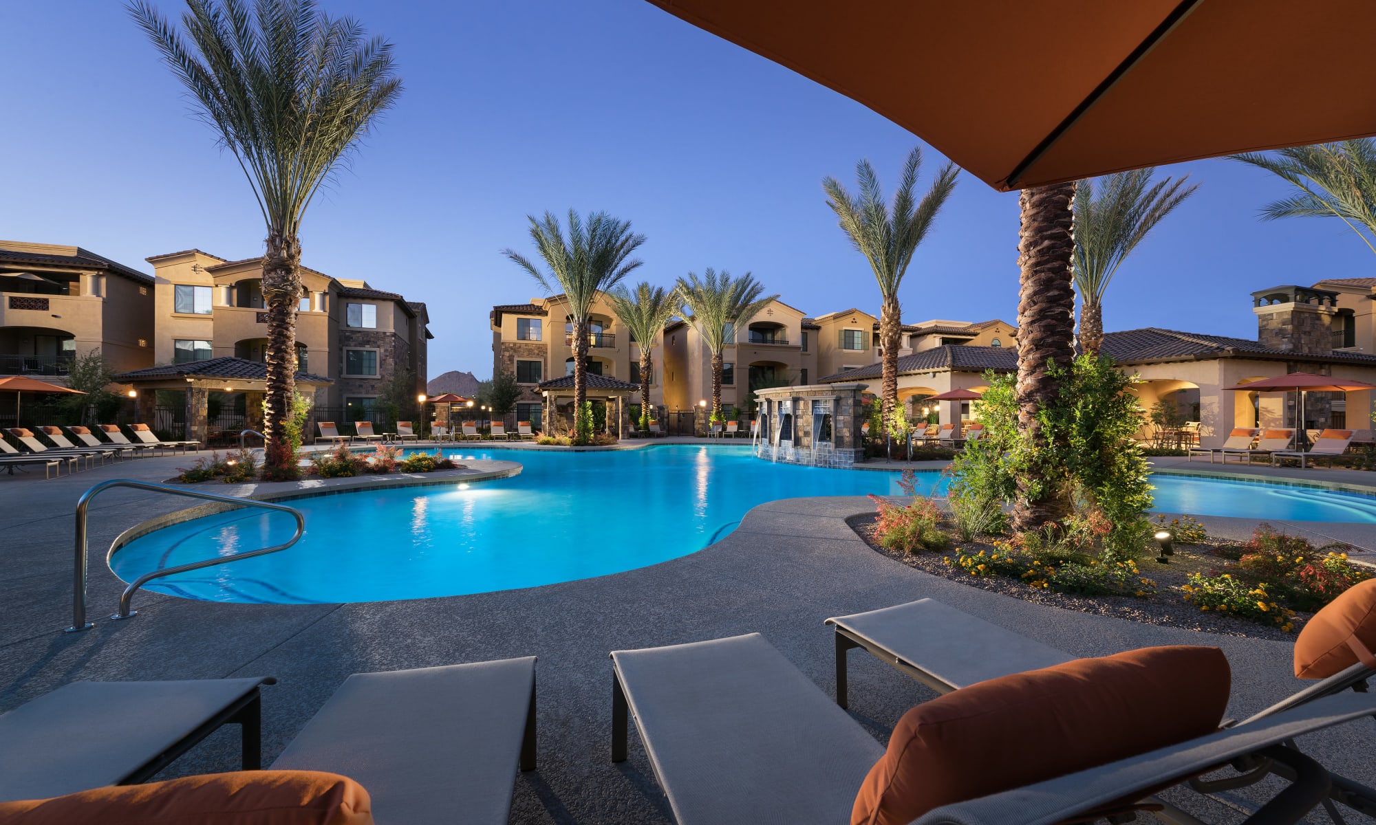 Apartments with a resort style swimming pool at San Norterra in Phoenix, Arizona