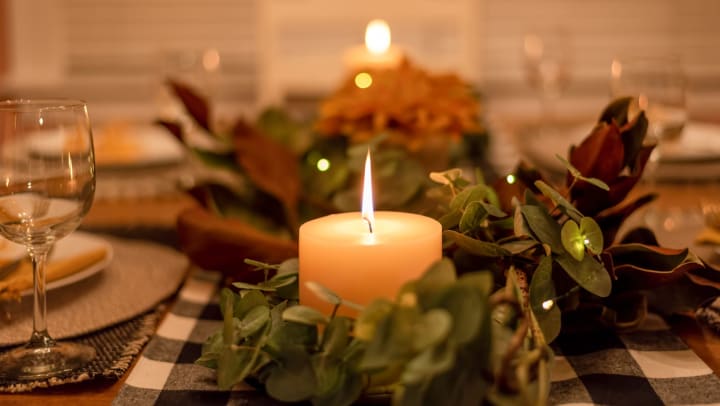 Holiday table setting with candles