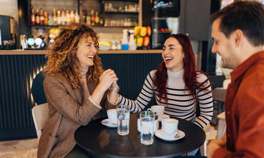 Resident friends having coffee near Bryant at Summerville in Summerville, South Carolina
