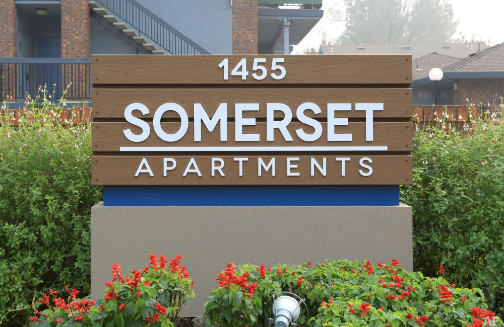 Sign outside of Somerset Apartments in Martinez, California