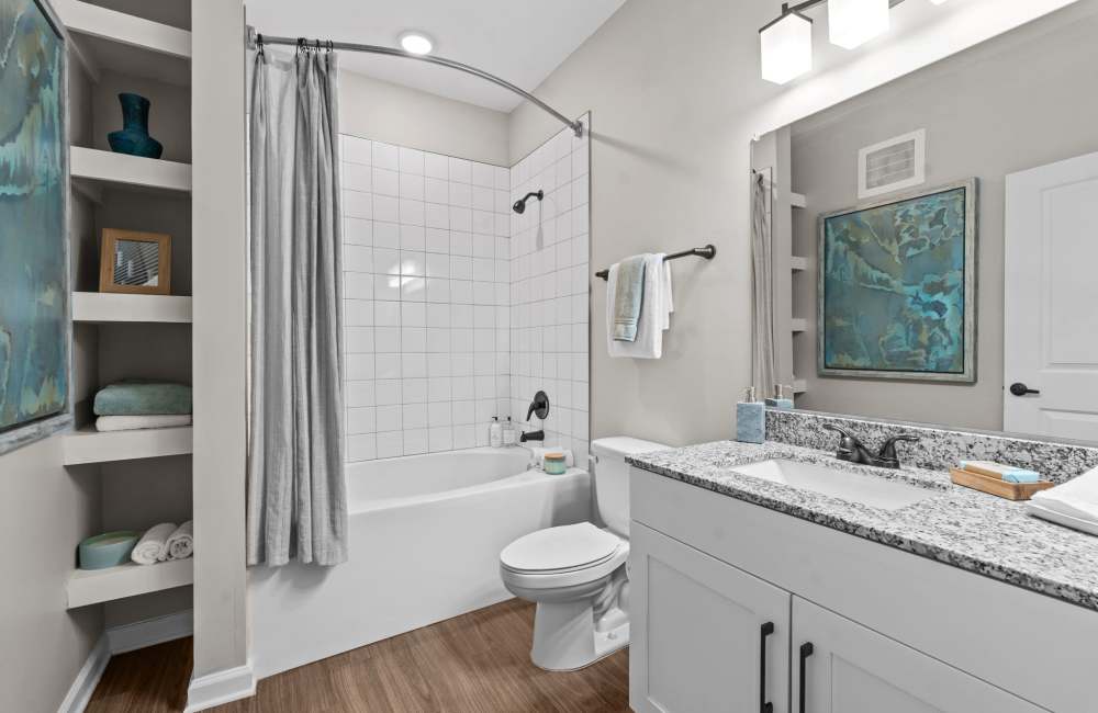 Modern bathroom at North Bay Landing in Panama City, Florida