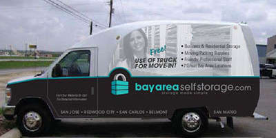 Moving truck at Bay Area Self Storage in Redwood City, California