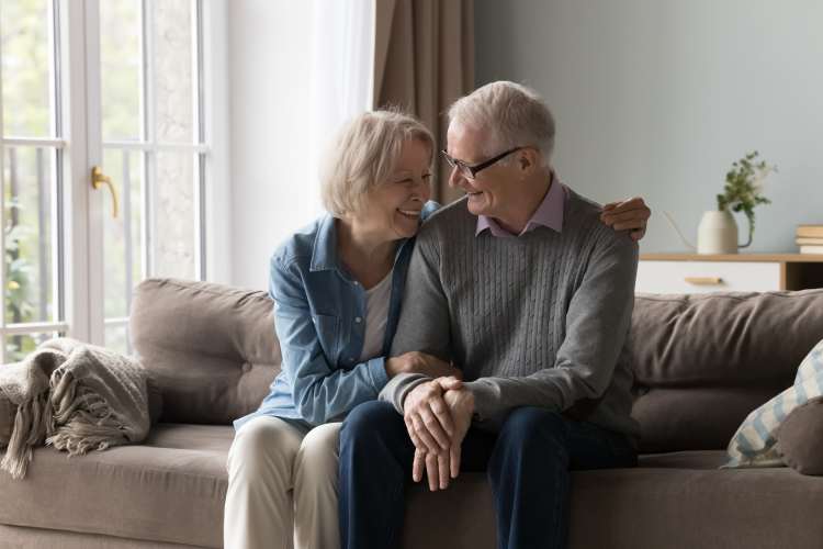 Happy senior couple at at Watermere Highlands in Arlington, Texas