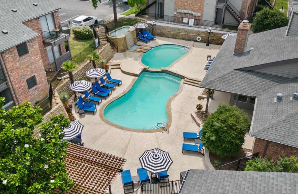 Top view of the property swimming pool at 18Eleven Frankford in Carrollton,Texas