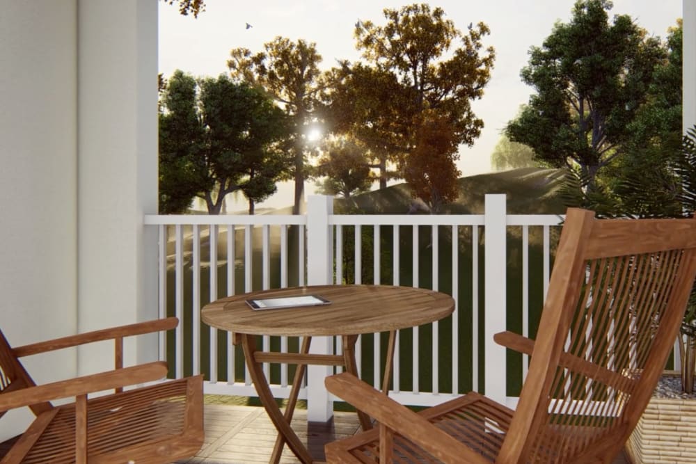 Architectural rendering of balcony at Harmony at Harts Run in Glenshaw, Pennsylvania