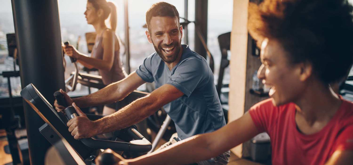 Residents working out at Amberly Trace Apartments in Burlington, North Carolina