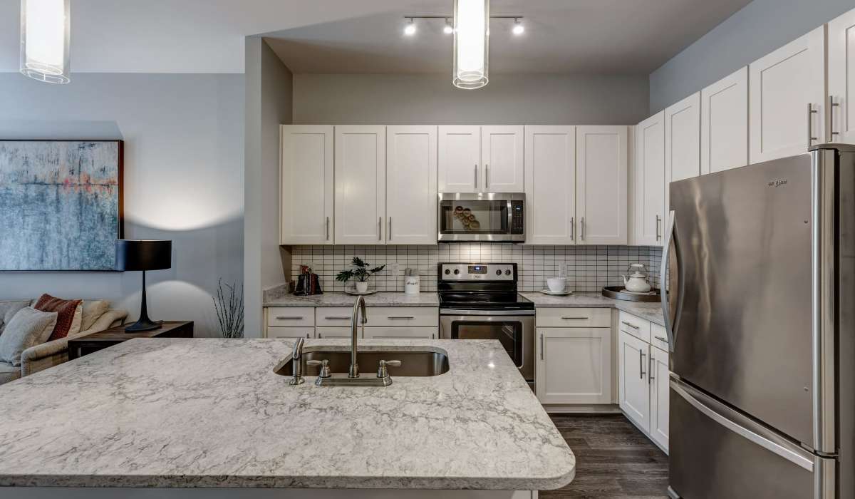 Kitchen with modern stainless-steel appliances at 1400 Chestnut, Chattanooga, Tennessee