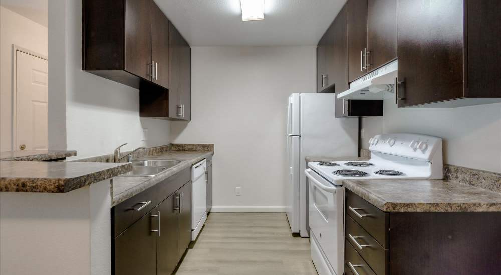 Upgraded kitchen at Terman Apartments in Palo Alto, California