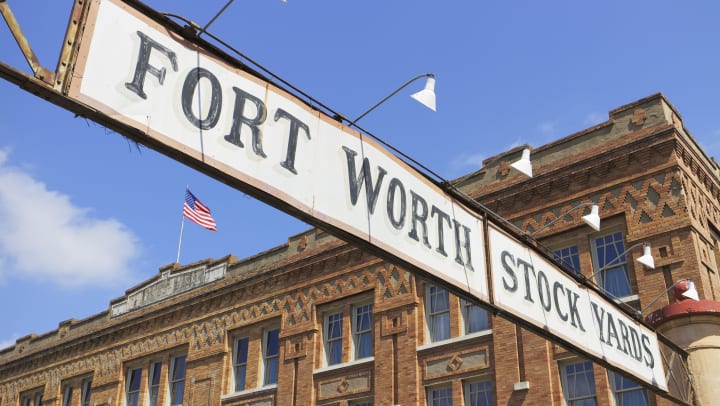 Sign at the entrance to the Fort Worth Stockyards