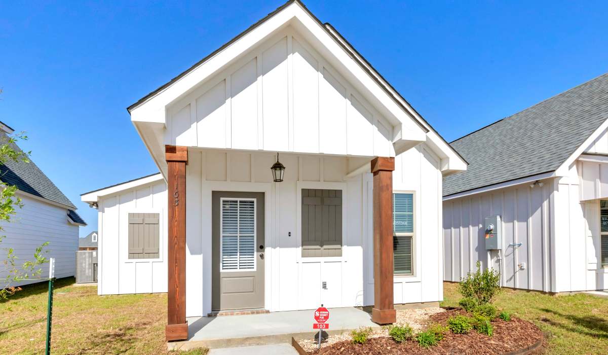 Exterior of a model home at Cottages at Sugar Mill Pond in Youngsville, Louisiana