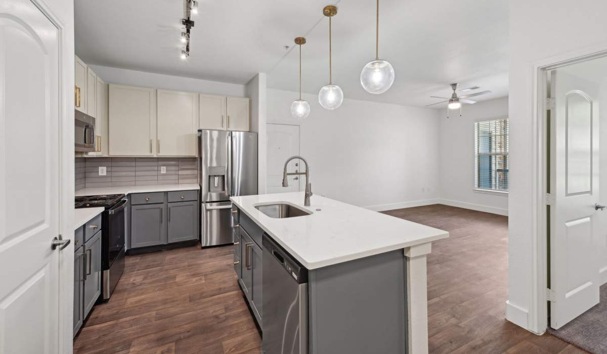 Kitchen with cabinetries at Barron Park in Pearland, Texas