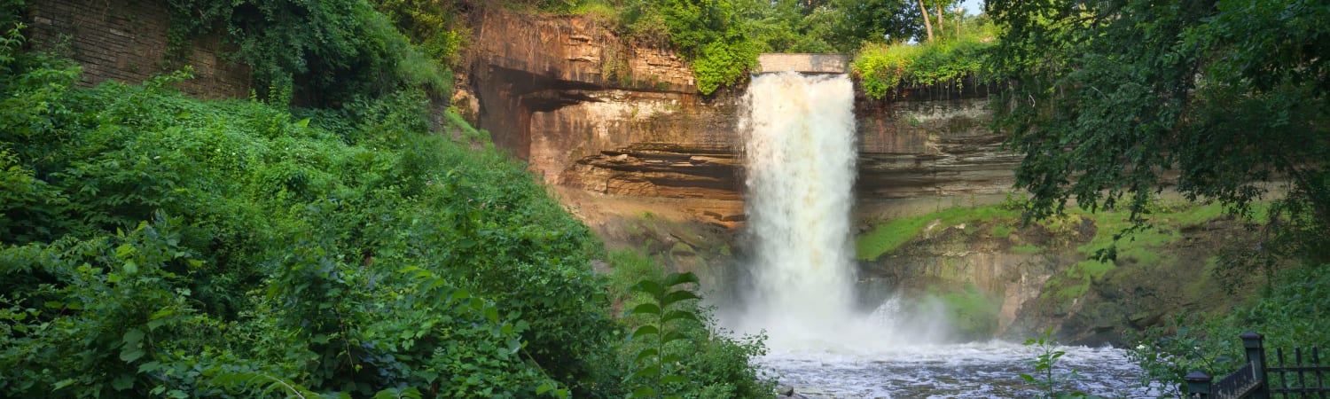 Minnehaha Falls near Oaks Station Place in Minneapolis, Minnesota