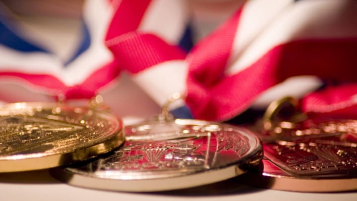 Gold, silver, and bronze medals