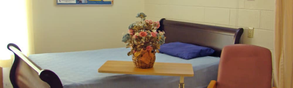 Resident room with flowers at Montello Care Center in Montello, Wisconsin