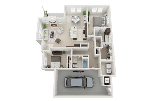 Villas home floor plan 3d rendering