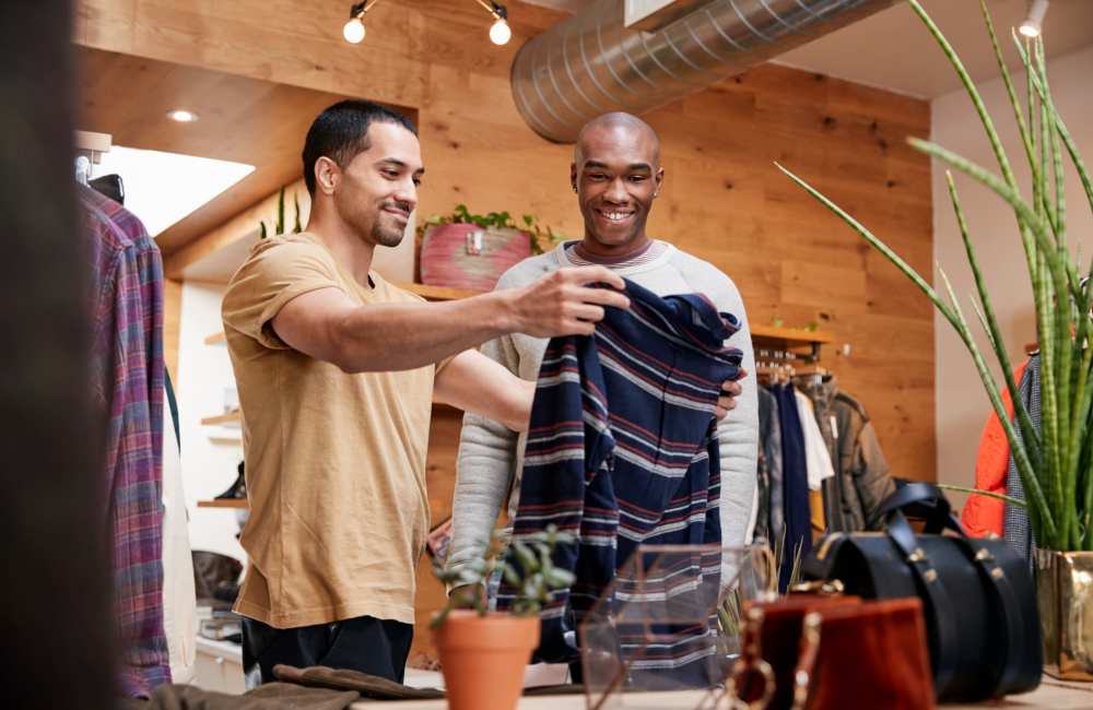 Resident shopping for clothes near Walnut Grove Landing Apartments in Vancouver, Washington