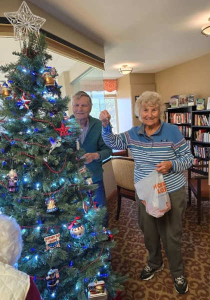 Residents decorating their tree