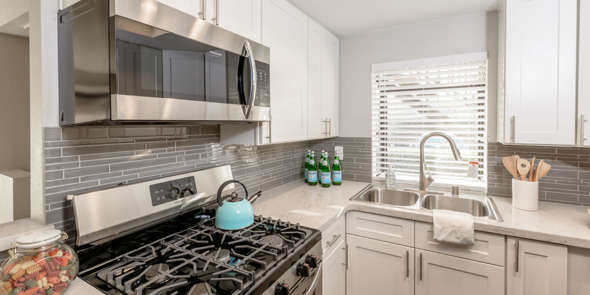 Large kitchen with lots of storage in two-bedroom apartment at Sendero in Huntington Beach