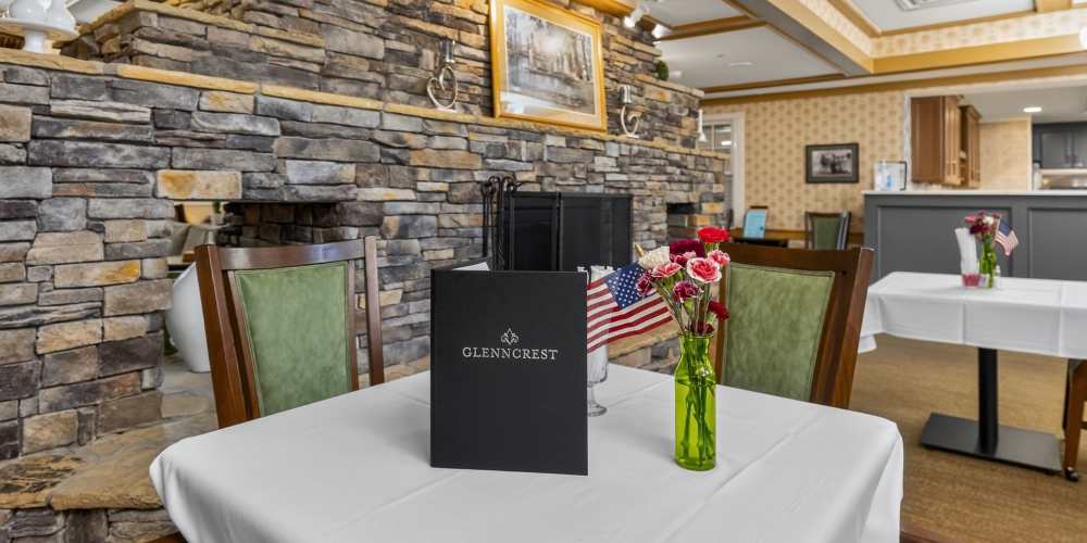Dining area at Glenncrest at Webb Gin in Lawrenceville, Georgia