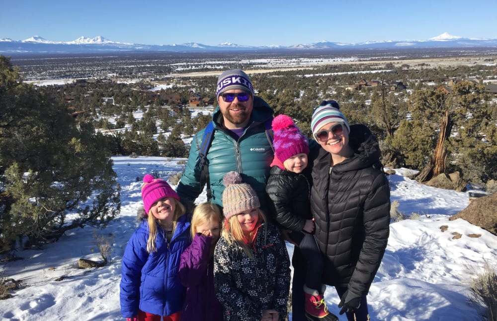 Marcus from Touchmark Central Office in Beaverton, Oregon hiking with his family