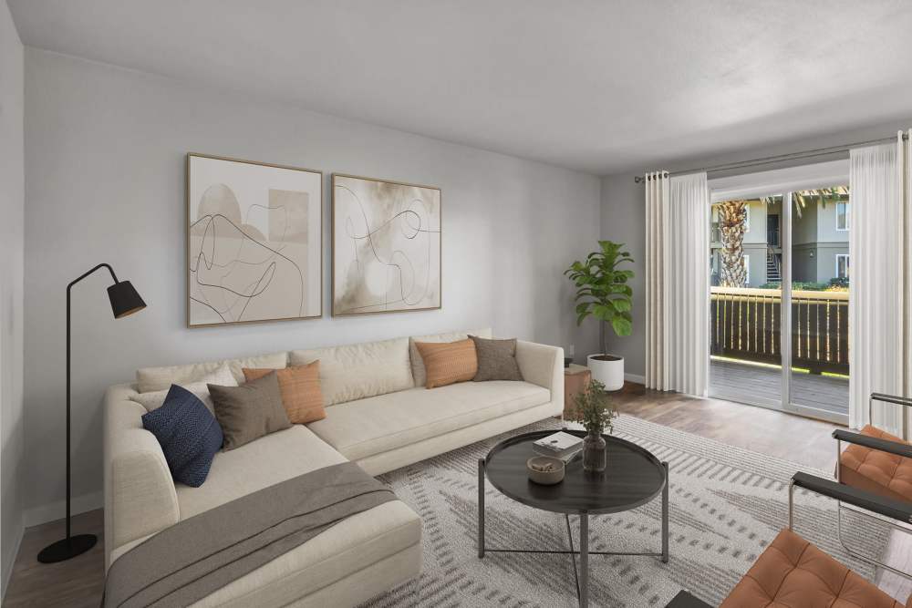 Enjoy your living room at Villa Palms Apartment Homes in Livermore, California