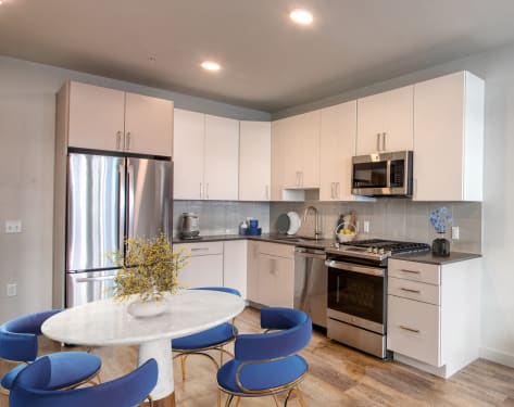 Model kitchen at Alexander Crossing in Yonkers, New York