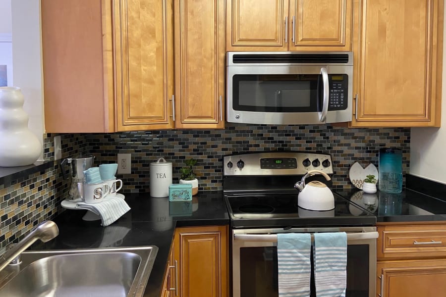 Kitchen at Abbotts Run Apartments in Alexandria, Virginia. 