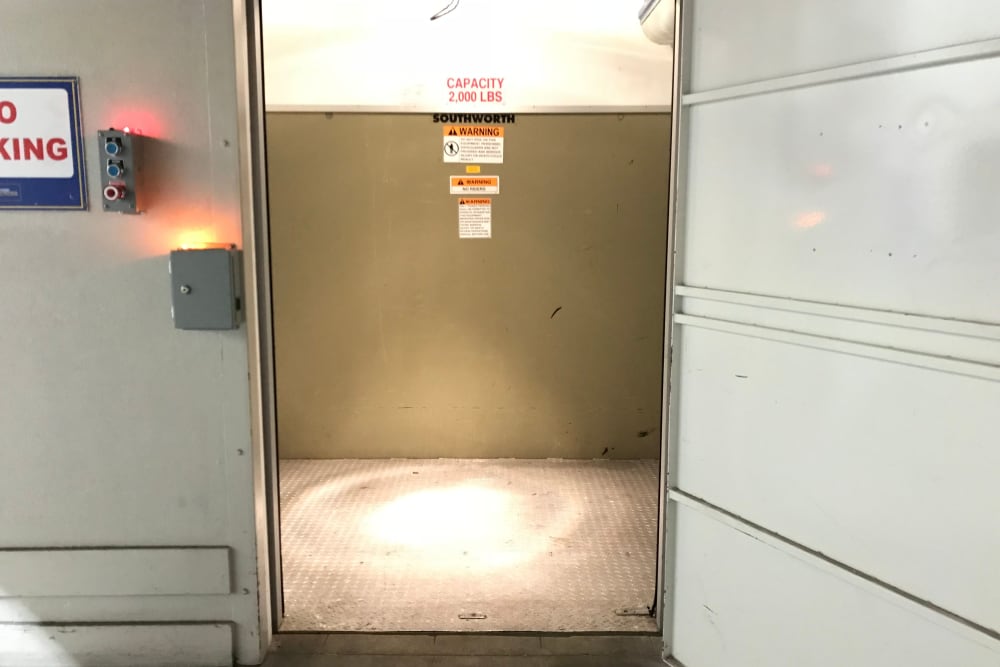 Lift elevator at Storage Solutions in San Jose, California