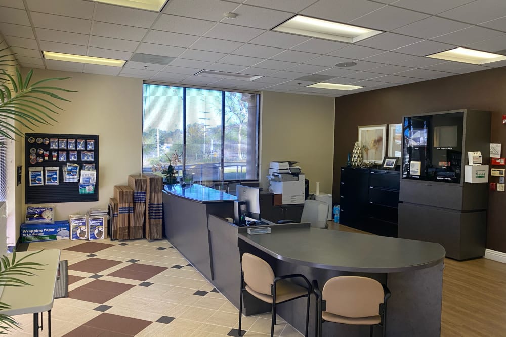 Interior of the leasing office at North Ranch Self Storage in Westlake Village, California
